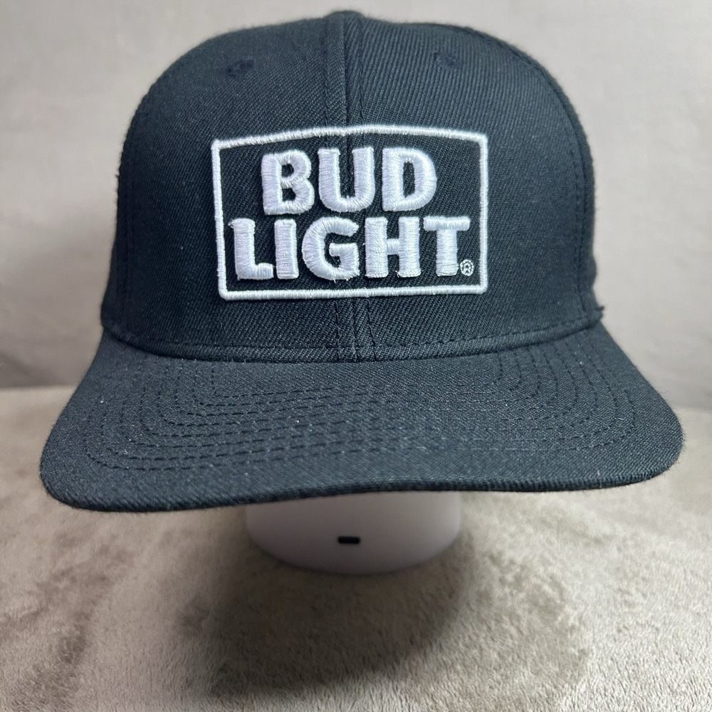 Bud Light Black Snapback Hat H3 Headwear Adjustable Beer Logo Cap OSFM